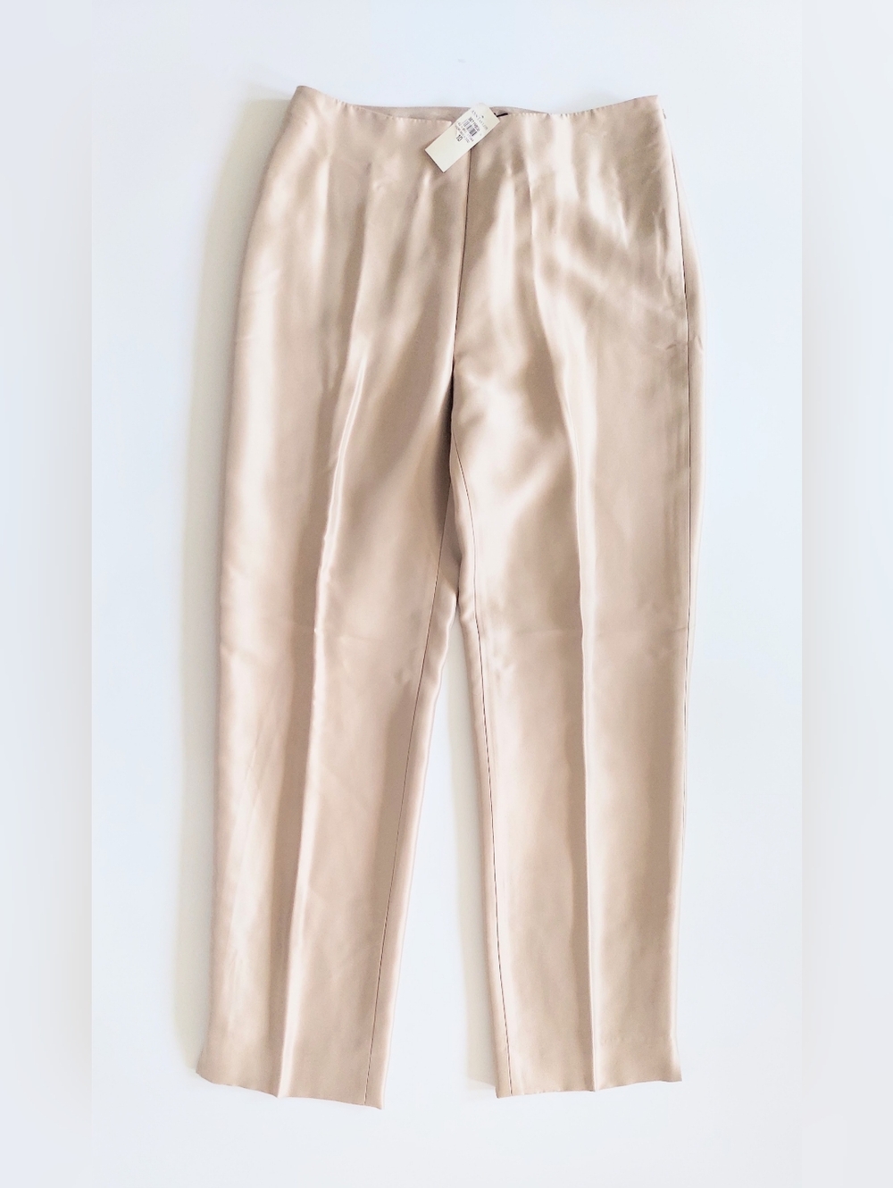 Ann Taylor 100% Silk Flat Front High Rise Pocket Trouser Pants Size 10 NWT